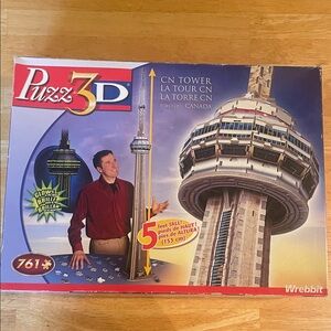 Puzz 3D CN Tower Building Set - Blue, Red, White